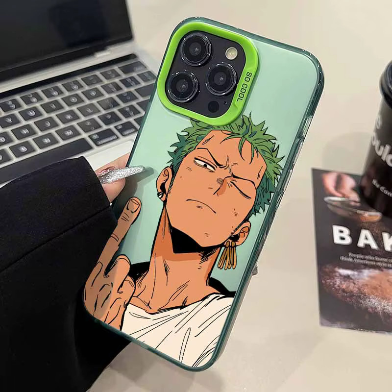 L-uffys Z-oro Anime Handyhülle für Apple iPhone 16 15 14 13 12 Pro Max Plus Mini bunt - Bild 3