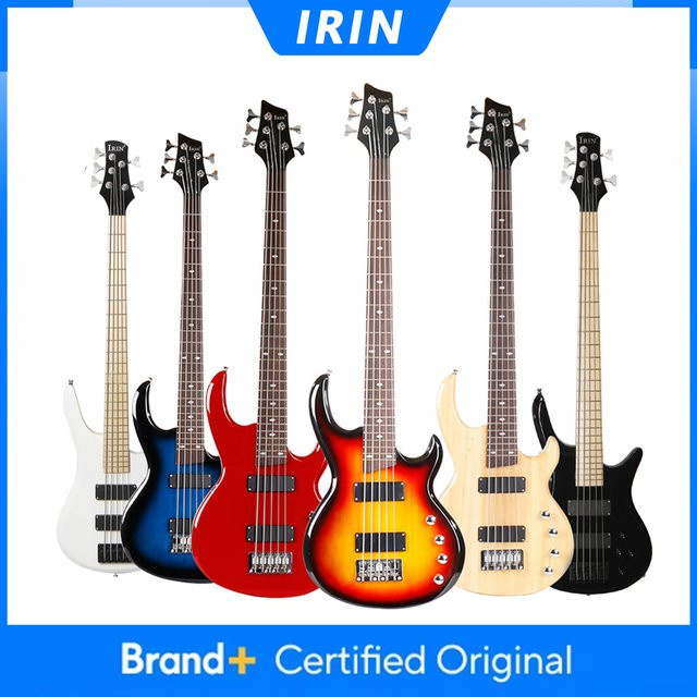 IRIN 5-Saiten E-Bass mit Ahorn-Korpus und Ahorn-Hals in Braun inklusive Audiokabel - Bild 1