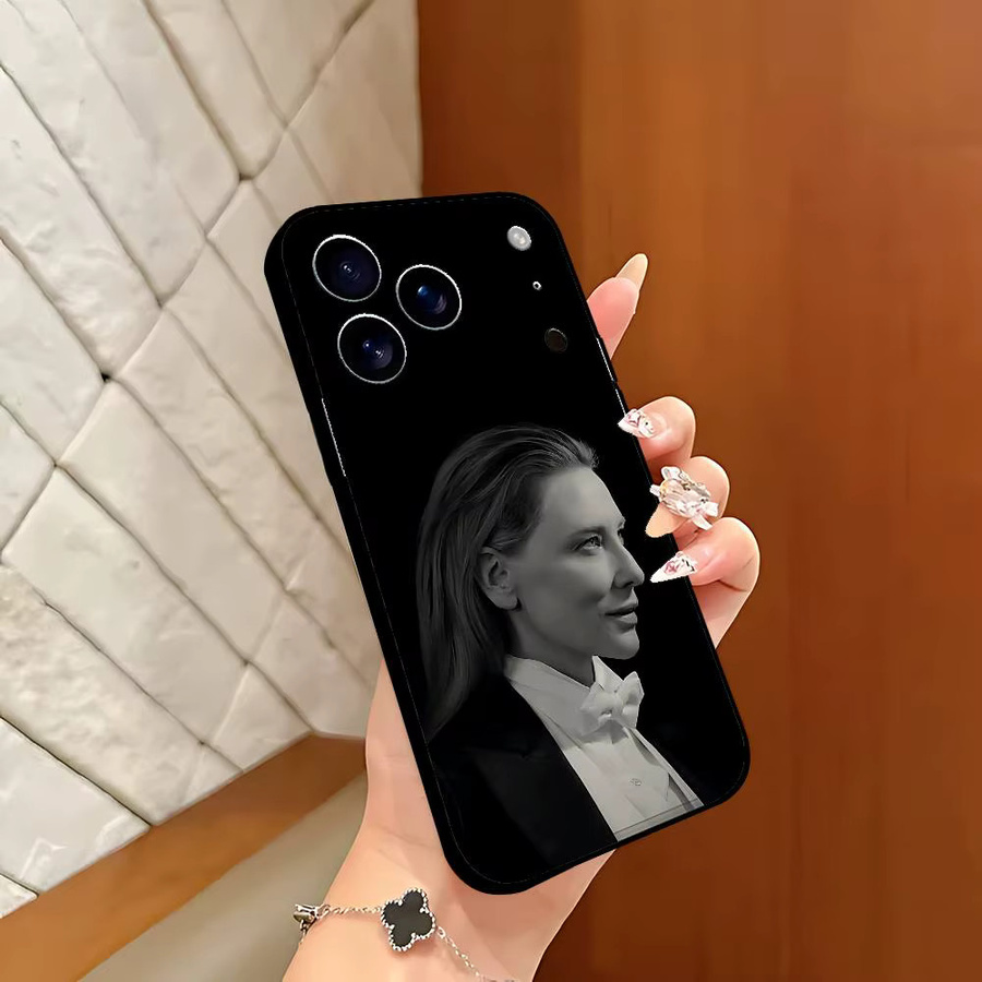 C-Cate B-Blanchett Handyhülle für iPhone 15, 16, 17 Pro Max und Plus in Schwarz - Bild 2