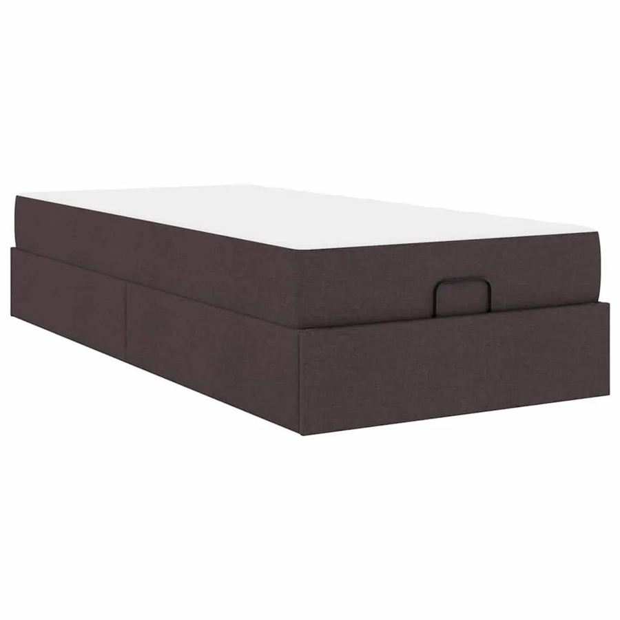vidaXL Bettgestell mit Matratze und Schubladen in Dunkelbraun, Stoff und Holz, B: 80 cm, L: 200 cm, H: 203 cm - Bild 2