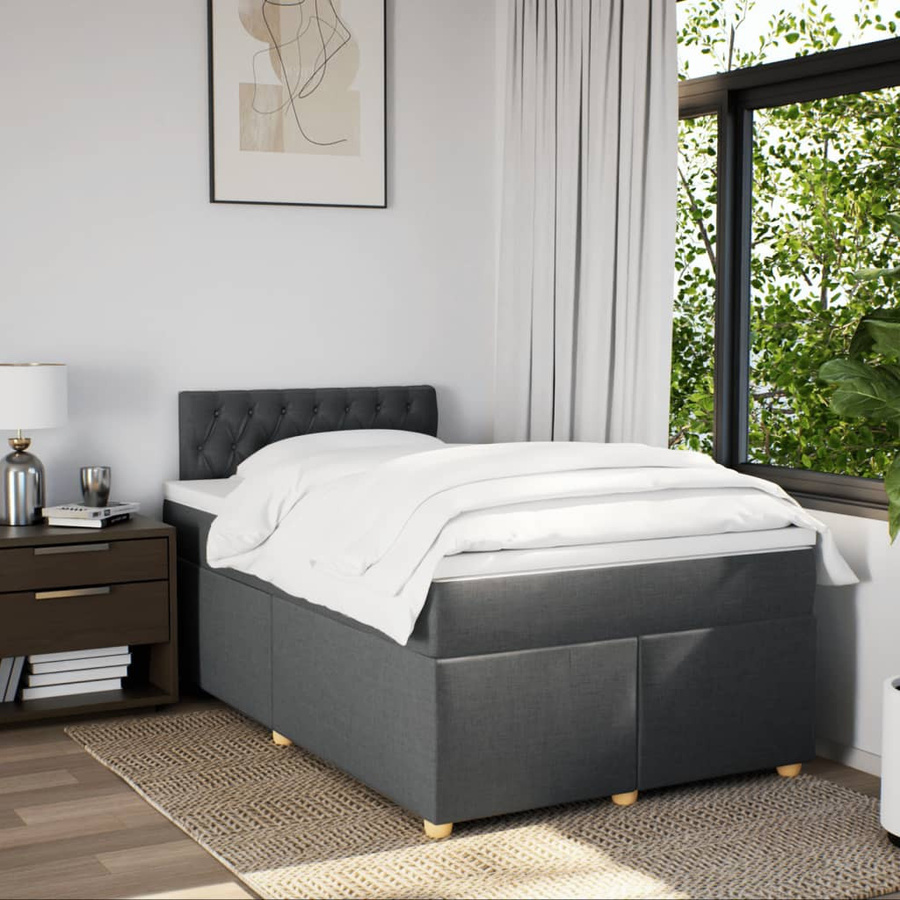 vidaXL Boxspringbett mit Matratze Hybrid-Design in Dunkelgrau, B/T: 120 x 190 cm - Bild 3