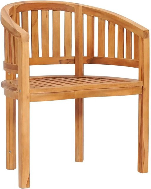 vidaXL Bananenstuhl aus Teakholz in Braun mit Armlehnen, B/T/H: 49,0 x 44,5 x 86,0 cm - Bild 1
