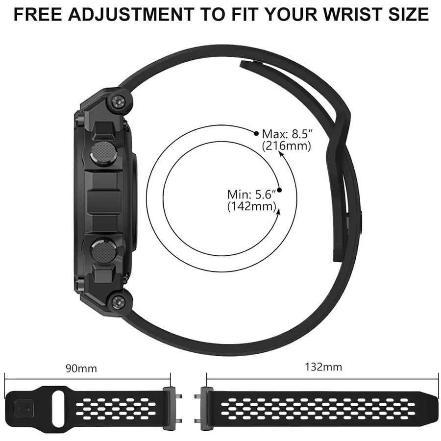 FancyWrist Uhrenarmband Silikon, Schwarz, Unisex, Amazfit T-REX 3 - Bild 4