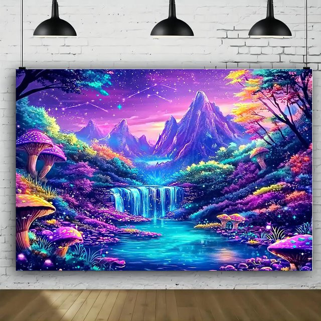 VIKAMA Fantasy Forest Wandteppich im Dunkeln leuchtend, Mehrfarbig, B/H: 60 x 40 cm - Bild 1
