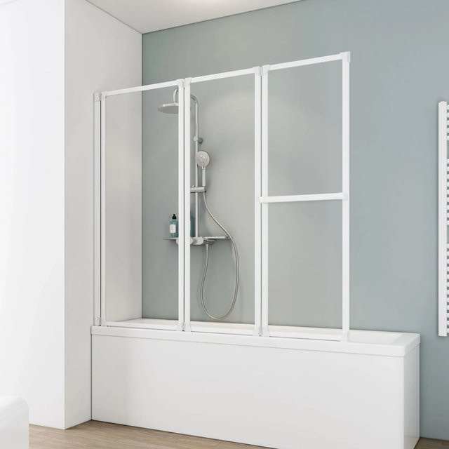 Schulte Badewannenaufsatz Komfort 3-teilig aus Kunstglas in Alpinweiß, Breite: 140 cm, Höhe: 151,8 cm - Bild 1