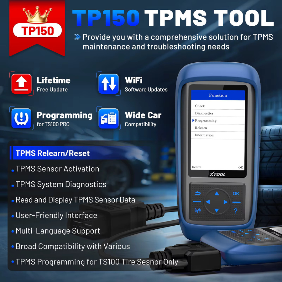 XTOOL TP150 TPMS-Programmierwerkzeug für 315 MHz und 433 MHz Sensoren in Blau - Bild 2