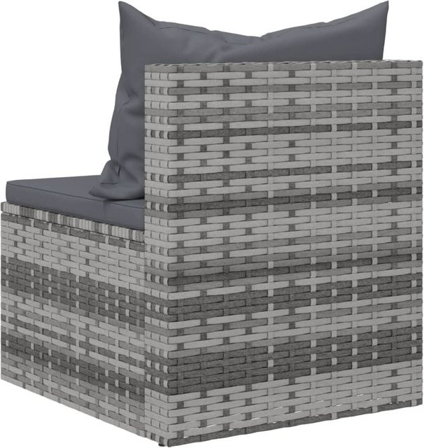 vidaXL 4-tlg Garten-Sofagarnitur aus Poly-Rattan in Grau mit Kissen und Ottoman - Bild 2