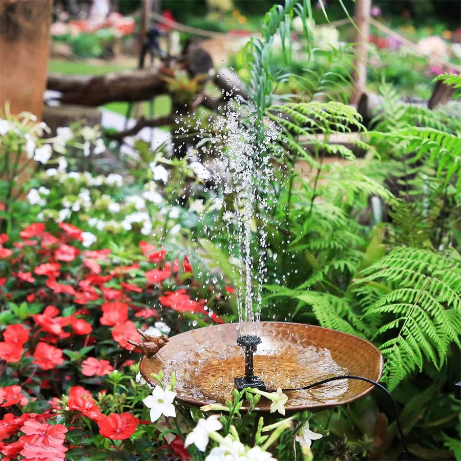 AISITIN Solarbrunnen Schwarz mit 6 Düsen für Garten, Teich und Vogelbad, 1,5 W/2,5 W DIY-Pumpe, rund - Bild 3