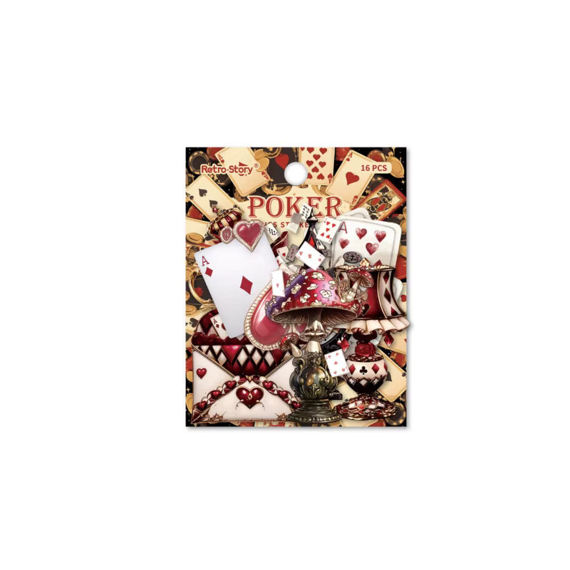16 Blatt kreative Aufkleber Set mit Pokermustern und Retro-Blumen in Multicolour für dein Tagebuch - Bild 3
