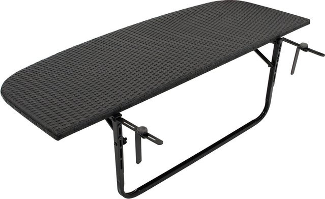 DEGAMO Balkonhängetisch aus Metall und Polyrattan in Schwarz, Breite: 120 cm, Tiefe: 40 cm - Bild 1