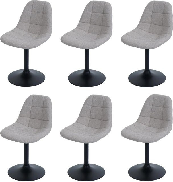 6er-Set MCW Esszimmerstühle A60 Drehstühle mit Stahlgestell und Bouclé-Stoff in Beige - Bild 2