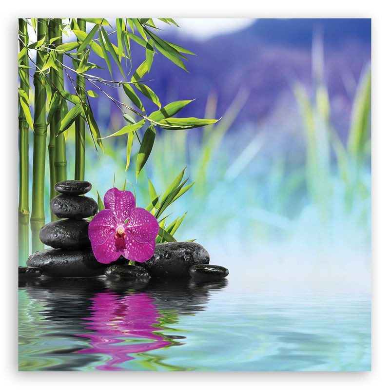Feeby Leinwandbild Zen Steine auf dem Wasser, quadratisch, mehrfarbig, B/H: 30 x 30 cm - Bild 1
