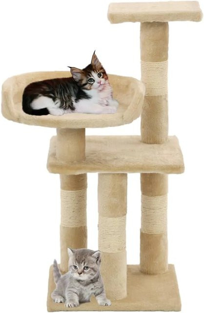 vidaXL Katzen-Kratzbaum in Beige mit Sisal-Kratzsäulen und integriertem Spielzeug, Höhe: 65 cm - Bild 1