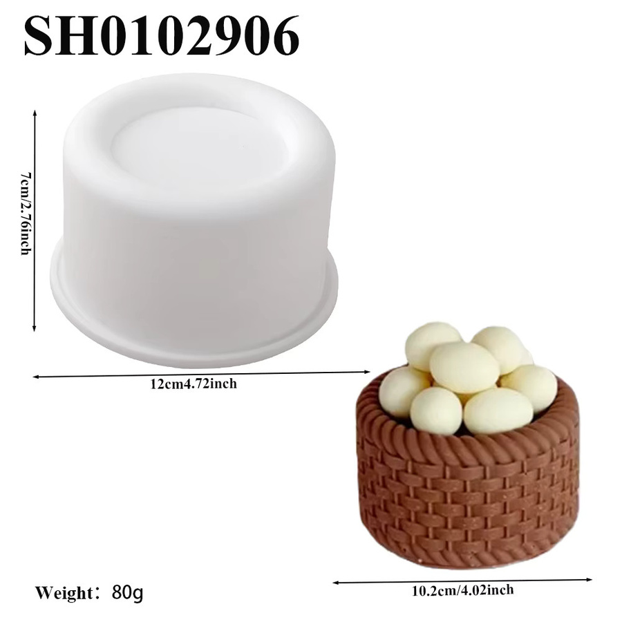 Silikon Mousse-Kuchenform im Bambuskorb-Design, rund, Durchmesser: 10,2 cm, weiß oder schwarz - Bild 2