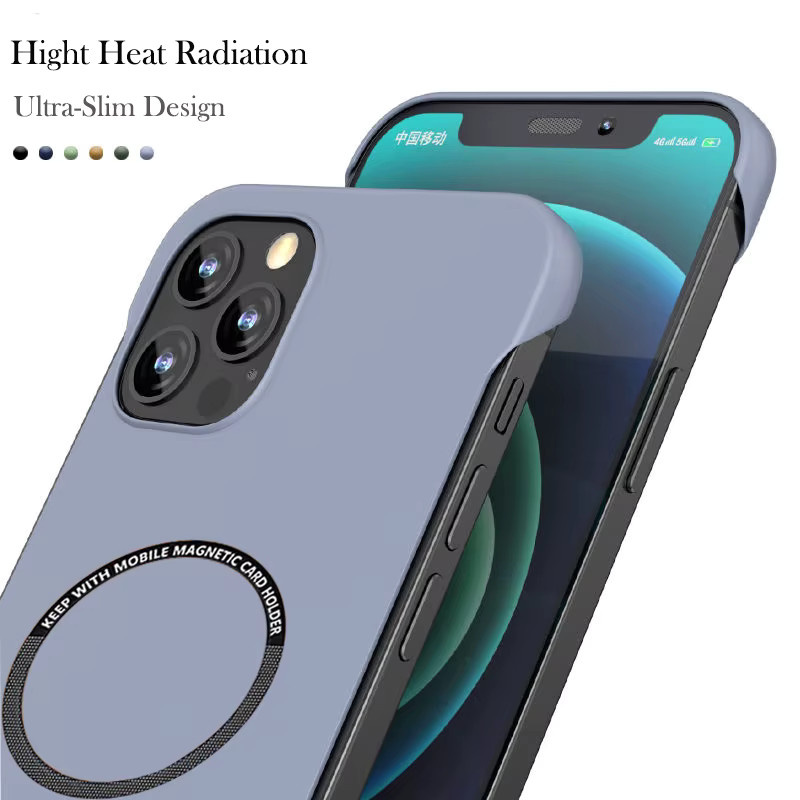 Ultradünne rahmenlose MagSafe magnetische kabellose Lade-Hülle aus Hart-PC für Apple iPhone in Blau - Bild 2