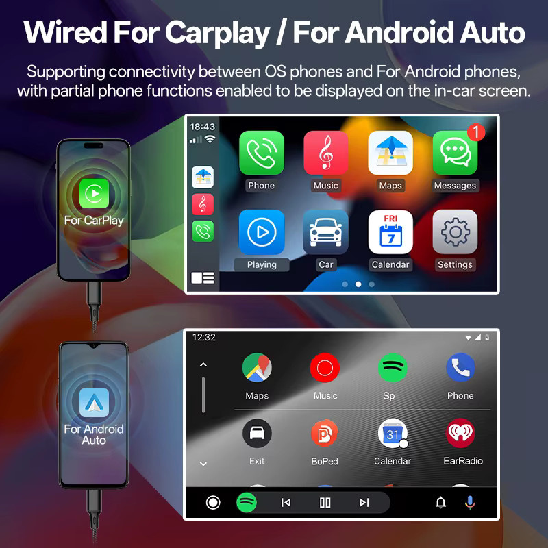 HIPPCRON Auto-MP5-Radio mit 7-Zoll-HD-Bildschirm, kabelgebundenem Carplay und Android Auto in Schwarz - Bild 2