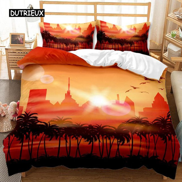 Bettwäscheset Binchi Outdoor Product Hawaiianisches Naturthema mit Palmen, Farbe Orange, Material Polyester, B/H: 135 x 200 cm - Bild 1