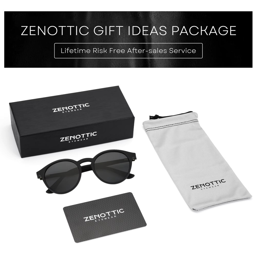 ZENOTTIC Sonnenbrille, Vollrand, rund, Kunststoff, Schwarz, Unisex - Bild 5