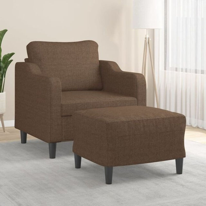 Modernes Sessel-Set mit Hocker von vidaxl in Braun aus Stoff und Metall - Bild 1