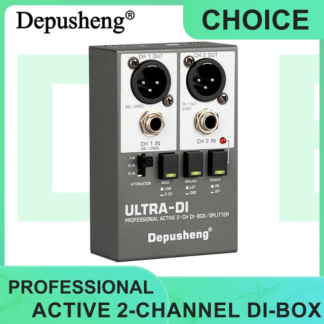 Depusheng DI Box Aktives Zweikanal-Audiosystem für E-Gitarren und Bühneninstrumente - Bild 1