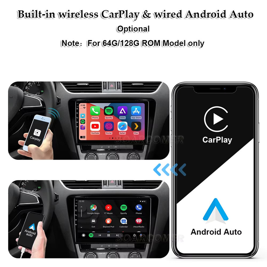 SOARCOMER Android Autoradio mit GPS, Wi-Fi und 4G für Volkswagen VW Polo, Jetta, Passat B8 und T-Roc in Schwarz - Bild 2