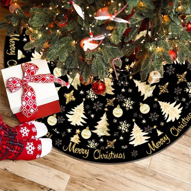 VIKAMA Weihnachtsbaum-Sockel in Schwarz mit floralem Design für Innen- und Außenbereiche - Bild 1