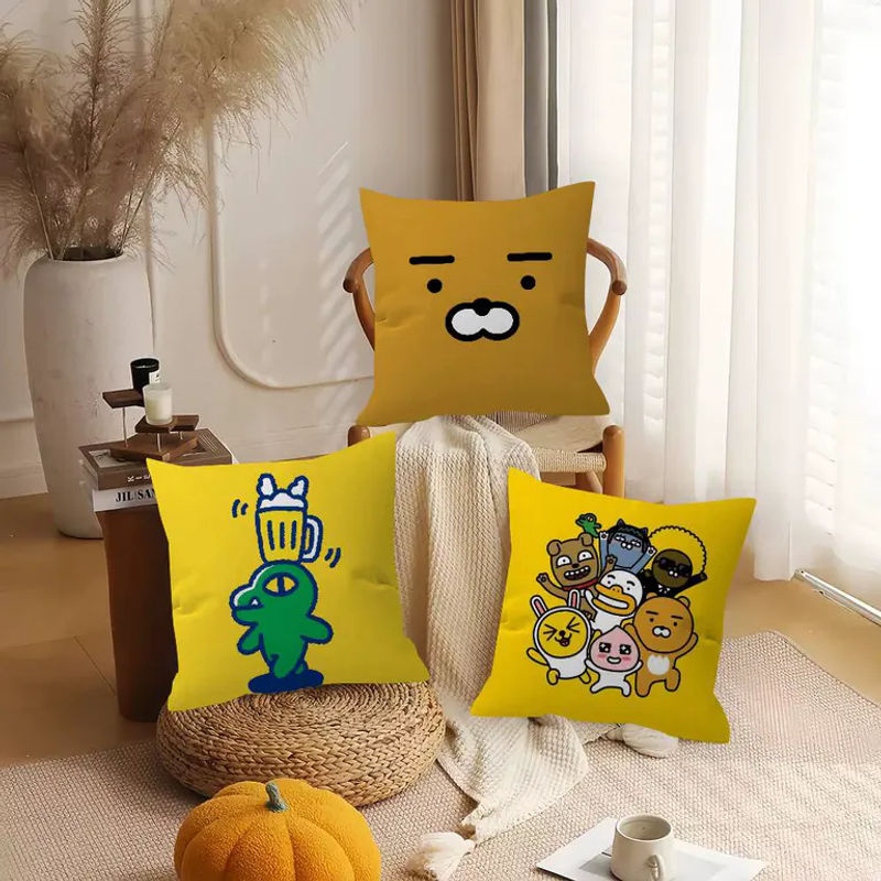 Personalisierter Kissenbezug K-KAKAO Cartoon Design in Gelb für Kinder und Partydekoration - Bild 2