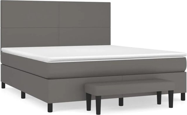 vidaXL Boxspringbett Hybrid mit Matratze und Bank in Grau, B/T/H: 180 x 200 x 128 cm - Bild 1