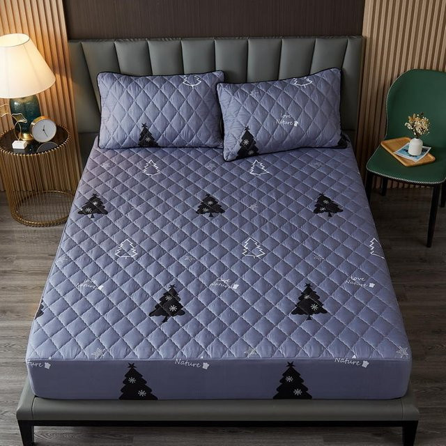 Bonenjoy Wasserdichter Matratzenschoner aus Mikrofaser, Gestepptes Bettlaken mit elastischem Spannrahmen, Blau, B/T/H: 90 x 200 x 30 cm - Bild 1