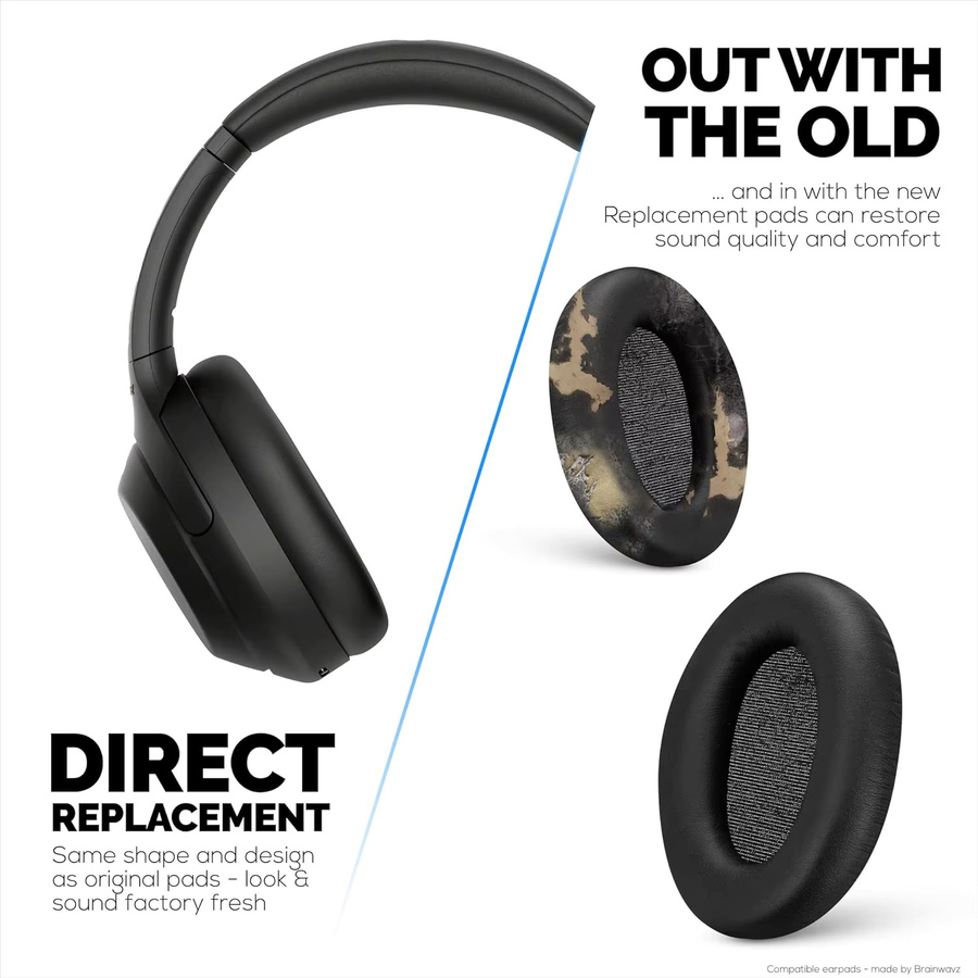 Ersatz-Ohrpolster für Sony WH-1000XM4 in Schwarz oder Gold, vegane Lederpolster mit geräuschisolierendem Schaumstoff für Over-Ear-Kopfhörer - Bild 4