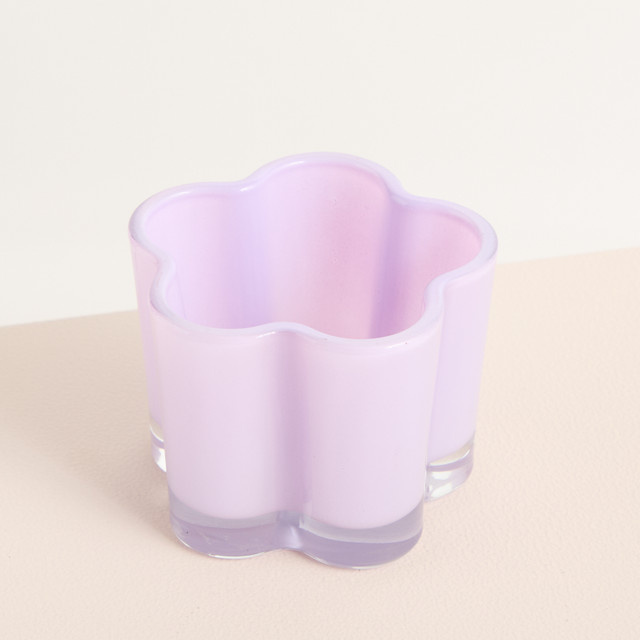 BLUME2000 Glas Kerzenhalter in Blumenform, Farbe Flieder, Höhe: 8,0 cm, Breite: 8,0 cm, Tiefe: 6,0 cm - Bild 1