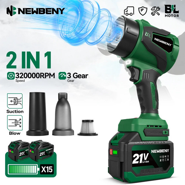 NewBeny 2-in-1 Bürstenloser 3000W Elektro-Turbogebläse Jetventilator in Grün für Makita-Akkus - Bild 1