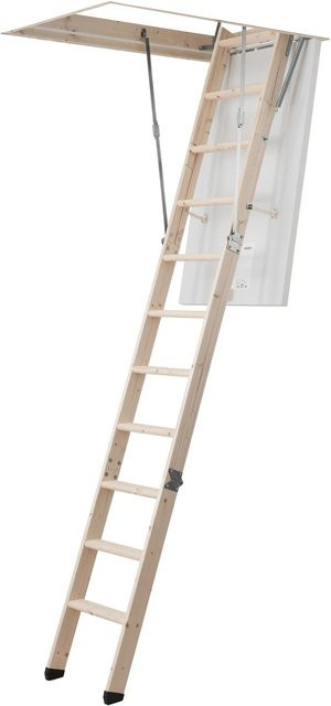 Dolle Easyloft Bodentreppe Set aus Fichte in Weiß, wärmegedämmt mit U-Wert 0,99, B/T: 120 x 70 cm, Höhe: 274 cm - Bild 1