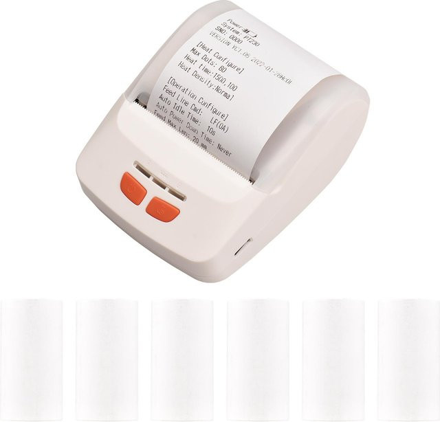 Bisofice Tragbarer Mobiler 58-mm-Thermodrucker mit Bluetooth und USB-C, Weiß, inklusive 6 Rollen Thermopapier - Bild 1