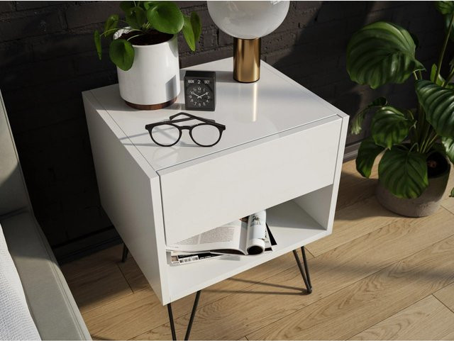 Posseik Nachttisch-Set Industrial B in Weiß, 2-teilig, stehend mit Soft-Close-Schubladen - Bild 1