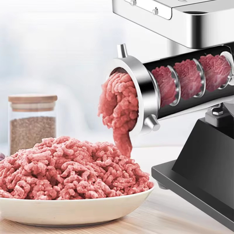LZHZXY Elektrischer Fleischwolf aus Edelstahl mit Wurstfüller, 1800 W, Silber/Grau - Bild 4