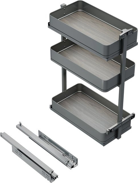 Emuca Harmony Ausziehwagen mit Soft-Close Modul aus Stahl und Holz in Anthrazitgrau, Breite: 30 cm, Höhe: 70 cm - Bild 1
