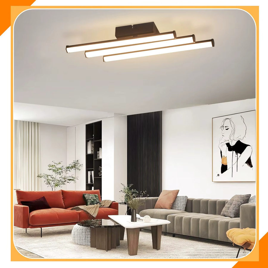 Cliheet moderne LED-Deckenleuchte in Schwarz mit 18 W und 3000 K warmweißem Licht, sechseckiges Design mit 3 Röhren für Wohnzimmer und Schlafzimmer - Bild 2