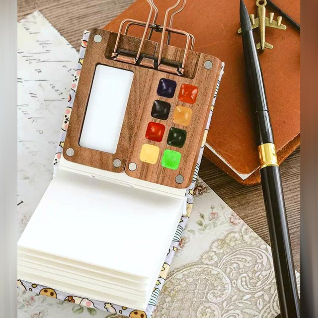 Mini-Farbpalette Reiseset mit Aquarellstiften und Binder-Clips in Multicolour für Anfänger und Studenten - Bild 1