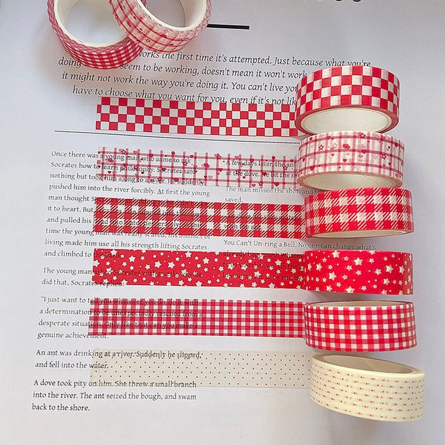 MINKYS Washi Tape Set Weihnachten mit 6 Rollen niedliche Cartoon Motive für Schule und Schreibwaren - Bild 1
