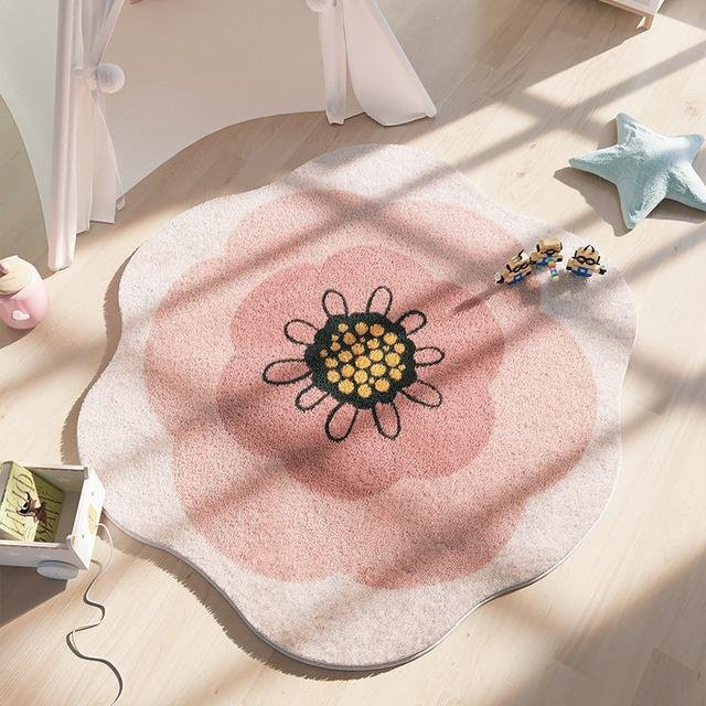 Runder Yiran Furniture Teppich in Pink mit Blumenmuster aus Kaschmirimitat, Durchmesser: 80 cm - Bild 1