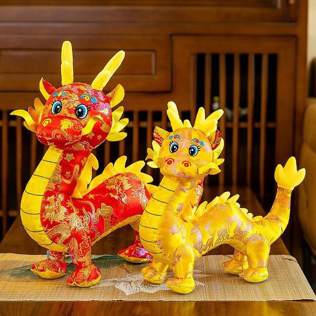 Jahr des Drachen-Maskottchen-Plüschtier, Tang-Anzug, chinesische Drachenpuppe, 30cm, ab 14 Jahre - Bild 1