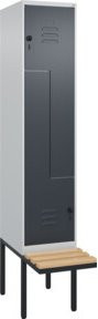 C+P Z-Spind Classic PLUS Sitzbank mit 2 Fächern und Sicherheits-Drehriegel, Buche-Hartholz, B/T/H: 212 x 40 x 81,5 cm - Bild 1