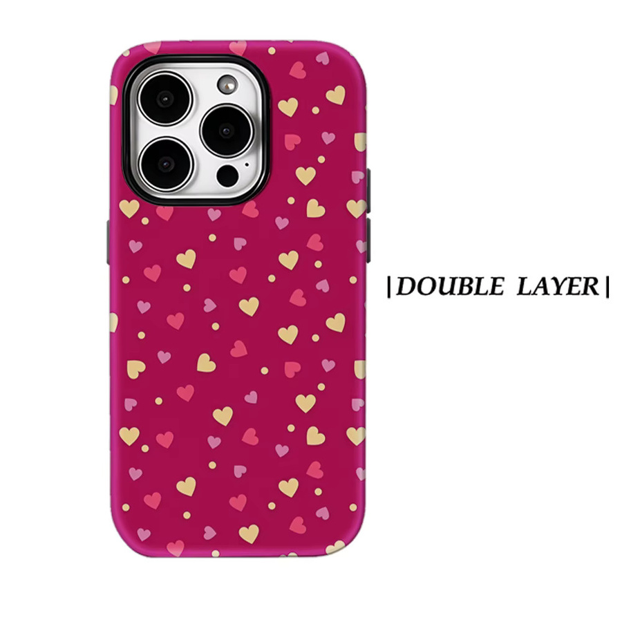 Potdemiel Handyhülle mit Herz-Design in Fuchsia Multi-Color für iPhone 17 16 15 14 13 Pro Max Plus, robuste doppelschichtige Hülle mit Magnetfunktion - Bild 5
