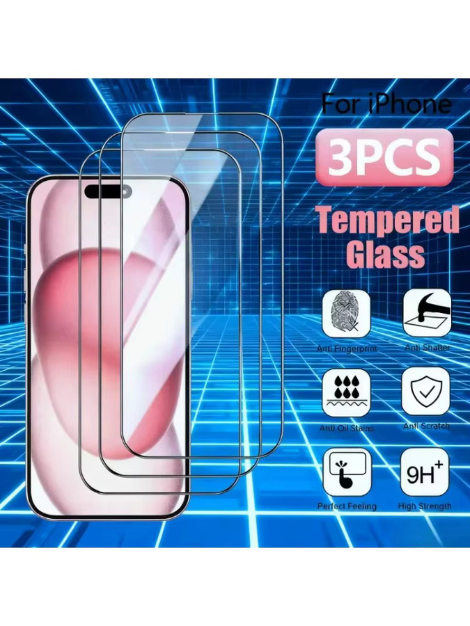 3/5 Stück HD Gehärtetes Glas Displayschutzfolie für Apple iPhone 17 16 15 14 Pro Max 13 12 11 Pro Plus Mini X XR XS Max in Transparent - Bild 6