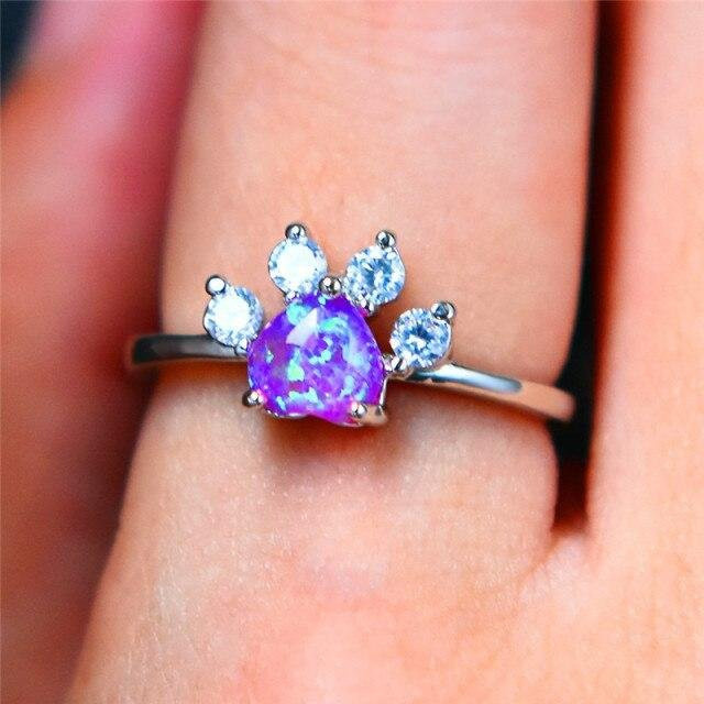 Wucifang Jewelry Ring, 925 Silber, Zirkonia, Opal, Damen - Bild 1