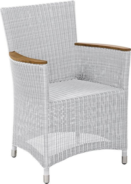 ZEBRA Sessel Loomus mit Geflecht in Silkwhite, Alu-Rahmen und Teakholzarmlehnen - Bild 1