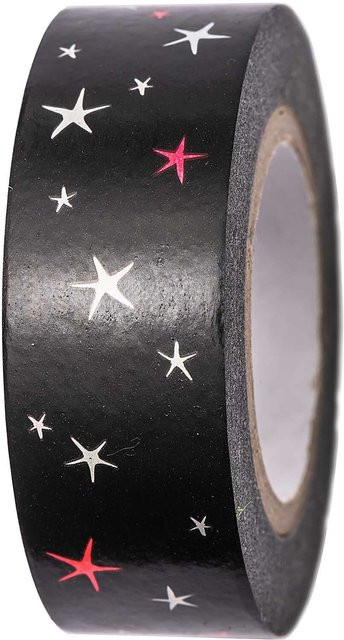 Rico Design Paper Poetry Washi Tape Sterne schwarz Breite: 15 mm, Länge: 10 m - Bild 1