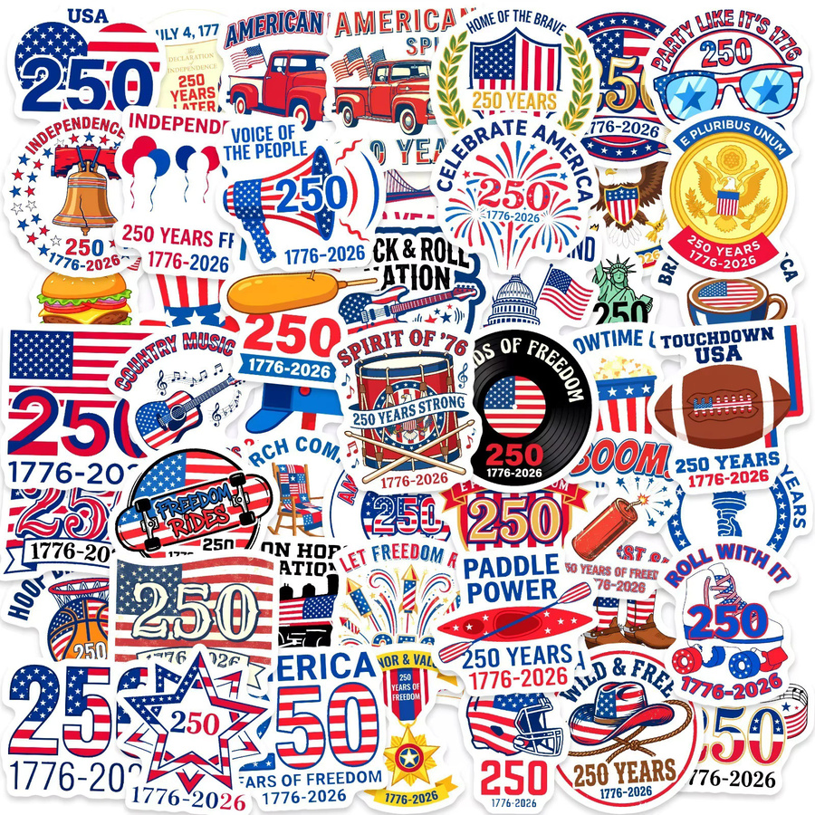 GOGOTU USA 250. Jubiläum Graffiti-Aufkleber, 50 Stück, Cartoon-Sticker - Bild 2