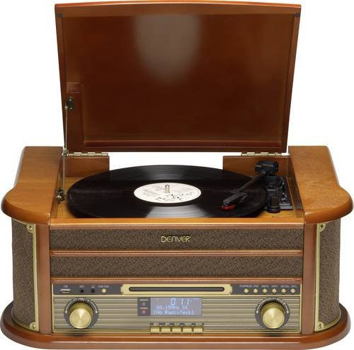 Denver MRD-51 Hi-Fi Musiksystem mit Plattenspieler, CD, Kassette und DAB+/FM Radio in Braun - Bild 2